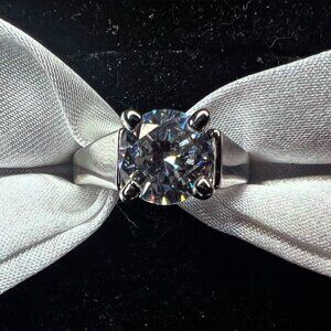 Silver Ring with CZ Solitaire Diamond